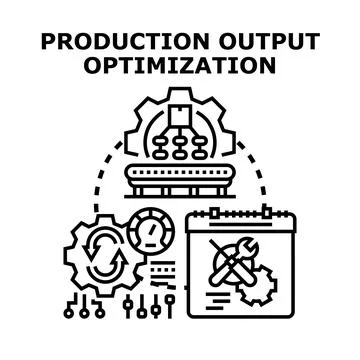 Production output optimization workflow strategy managing process Stock Illustration