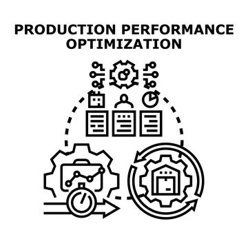 Production performance optimization increasing efficiency and productivity Stock Illustration