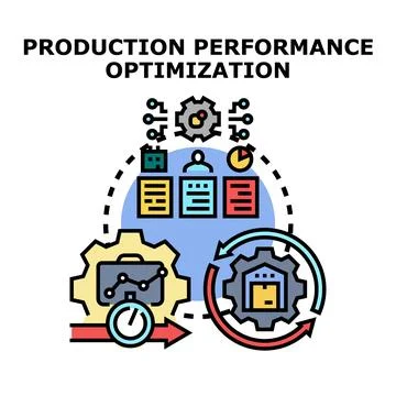 Production performance optimization increasing efficiency and productivity Stock Illustration