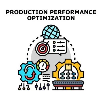 Production performance optimization managing global strategy and development Illustrazione stock