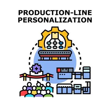 Production personalization on an assembly line managing custom orders Stock Illustration