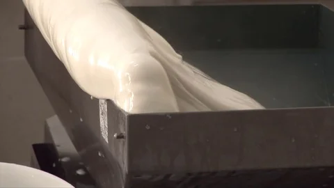 Production phase of mozzarella with spun paste cheese Stock Footage 75868729