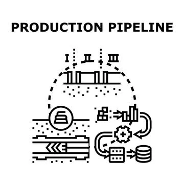 Production pipeline developing, optimizing manufacturing process 스톡 일러스트