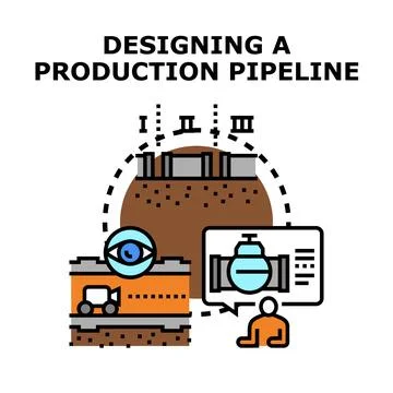Production pipeline engineering planning process designing concept Stock Illustration