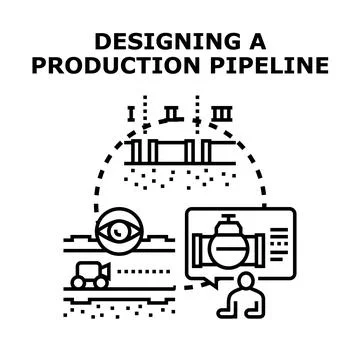 Production pipeline engineering planning process designing concept Illustrazione stock