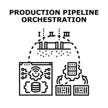Production pipeline orchestration managing development workflow Stock-Illustration