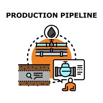 Production pipeline process engineering planning concept Stock Illustration