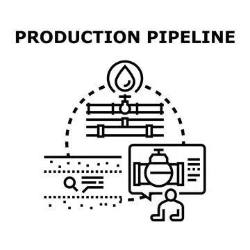 Production pipeline process engineering planning concept Stock Illustration