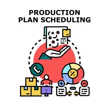 Production plan scheduling optimizing processes and management 스톡 일러스트