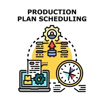 Production plan scheduling organizing business tasks process Stock Illustration