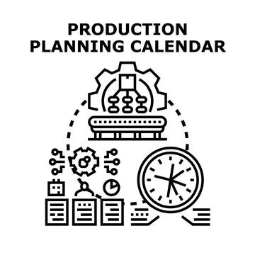 Production planning calendar concept developing business strategy Stock Illustration