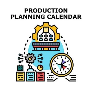 Production planning calendar concept developing business strategy Stock Illustration
