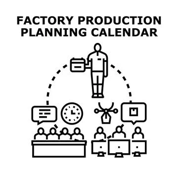 Production planning calendar scheduling workflow process concept イラスト素材