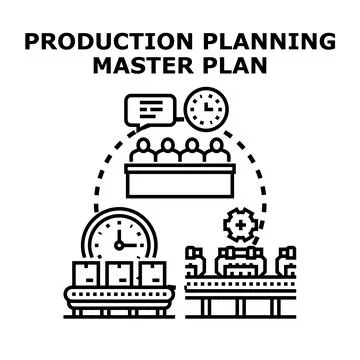 Production planning master plan developing business strategy Illustrazione stock