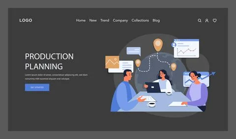 Production Planning Team concept. Flat vector illustration. Illustrazione stock