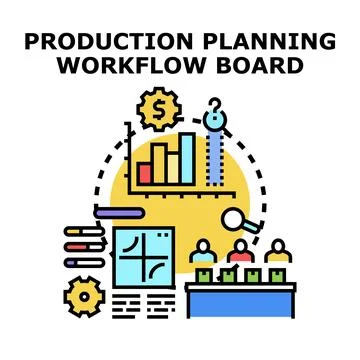 Production planning workflow board concept イラスト素材