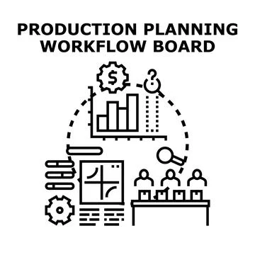 Production planning workflow board concept Ilustración de archivo