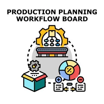 Production planning workflow managing logistics optimization process Stock Illustration