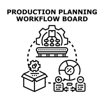 Production planning workflow managing logistics optimization process Stock Illustration