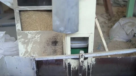 Production plant with rice mill machine during working process in slow motion 스톡 동영상 201061893