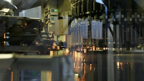 Production of plastic bottles at factory Stock Footage 96021819