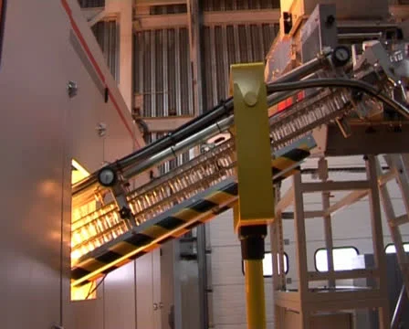 Production of plastic bottles. Transparent PET bottles production line Stock Footage 24951757