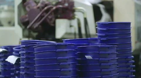 Production of plastic cans. Plastic recycling Stock Footage 64752806