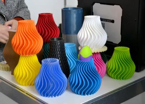 Production printed by 3d printer on table close-up. Stock Photos