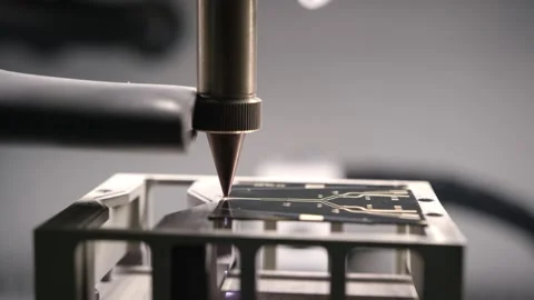 Production of a printed circuit board using laser equipment Stock Footage 163449257