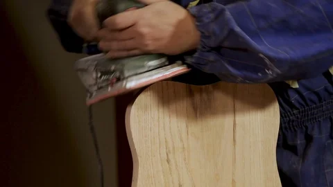 Production process and Polishing of cutting Board with electric machine Stock Footage 100809520