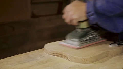 Production process and Polishing of cutting Board with electric machine Stock Footage 100816818