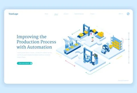 Production process automation isometric landing Stock Illustration