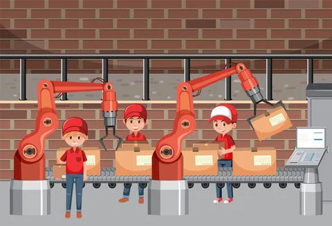 Production process concept with assembly line automation Stockillustratie