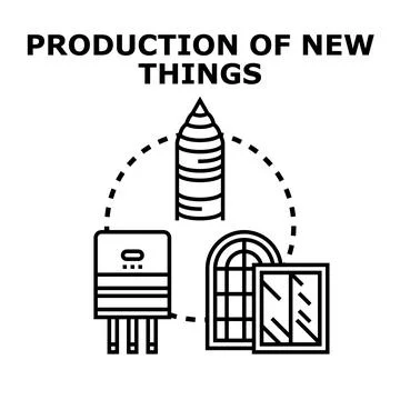 Production process creating new products and engineering items Ilustração Stock