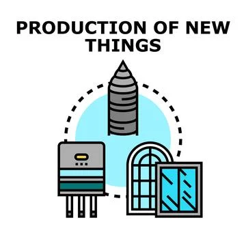 Production process creating new products and engineering items Ilustração Stock