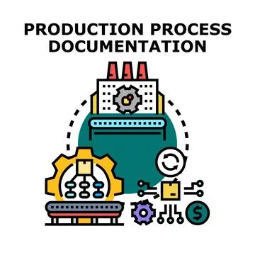 Production process documentation and manufacturing optimization concept Stock Illustration