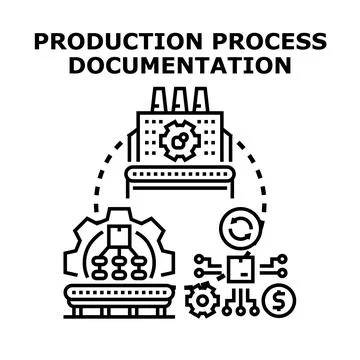 Production process documentation and manufacturing optimization concept Stock Illustration