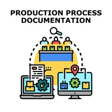Production process documentation planning and management Illustrazione stock
