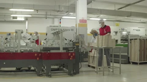 PRODUCTION PROCESS IN A FACTORY Vídeo Stock 166684712