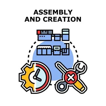 Production process illustrating assembly and creation concepts Stock Illustration