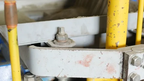 Production process of interlocking concrete pavers for road surface cover Stock Footage 95110333