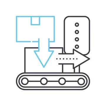 Production process line icon, outline symbol, vector illustration, concept sign Illustrazione stock