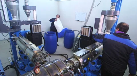 Production process of plastic pipes at the plant Stock Footage 62470645