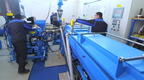 Production process of plastic pipes at the plant Stock Footage 62470646