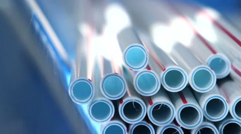 Production process of plastic pipes at the plant Stock Footage 62470682