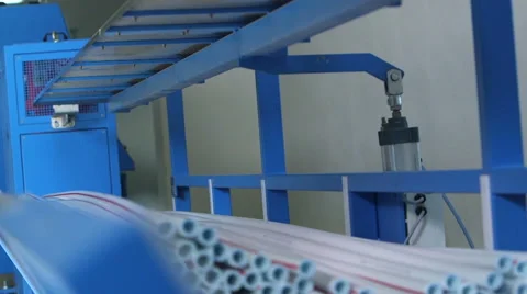 Production process of plastic pipes at the plant Stock Footage 62470699