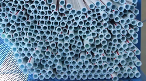 Production process of plastic pipes at the plant Stock Footage 62470702