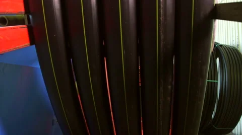 Production process of plastic pipes at the plant Stock Footage 62470855