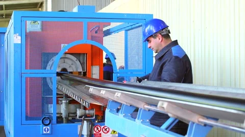 Production process of plastic pipes at the plant Stock Footage 62470899