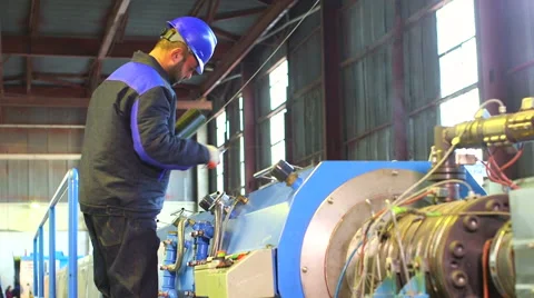 Production process of plastic pipes at the plant Stock Footage 62470943